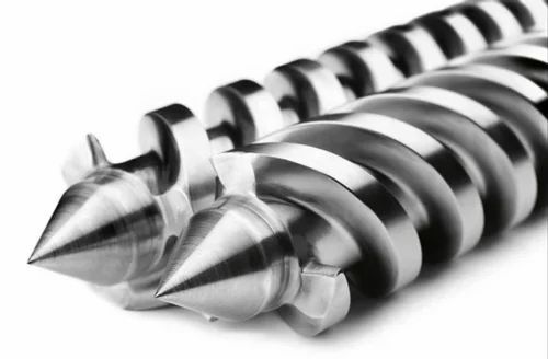 Plastic Extruder Screw Barrel - Steel, Silver Color, Round, Polished Finish | Rust Proof, Non Corrosion, Single Head Design, Industrial Application