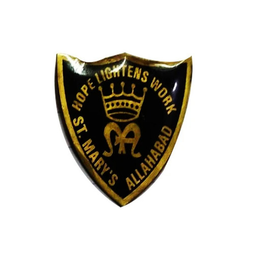 Uniform School Badge - 3 Inch Oval, Golden and Black Printed Design | Eco-Friendly, Crack Proof, Unisex, Durable PVC Material