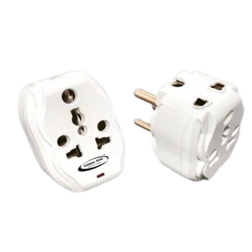 6 Amp Multiplug - Plastic Body, 240V AC, White Color , Industrial Application, Multi-Finish, Pack of 10pcs