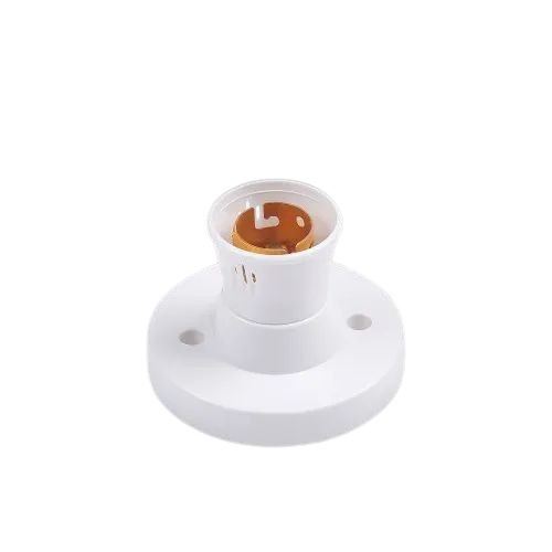Bulb Holder - Plastic Body, Jumbo Size, White Color, Hook Installation | Suitable for Electrical Fitting, Brass Finish