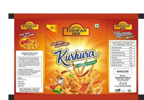 Kurkura Namkeen Packaging Pouch - Plastic Material, Printed Design | Ideal for Storing and Preserving Snacks and Ingredients