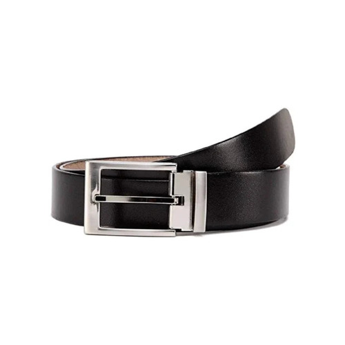 Men Black Leather Belt - Leather Material, Alloy Buckle, Black Color | Casual and Formal Wear for Men