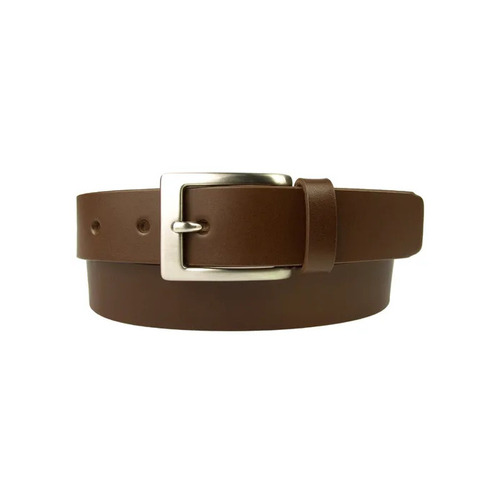 Men Brown Leather Belt - Leather Material, Black & Brown Color | Steel Buckle, Casual & Formal Wear, Corrosion Resistant, New Condition