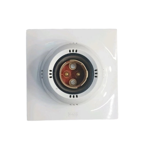 Plate Type Button Bulb Holder - ABS Plastic, 6x6 Inch, Glossy White, 4A, B15 Base, 220V | Application: Home, Hotels