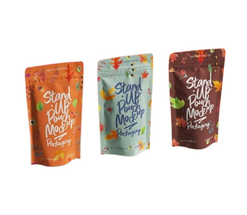 Stand Up Zipper Pouches - Plastic Material Printed Pattern | Ideal for Versatile Packaging Solutions