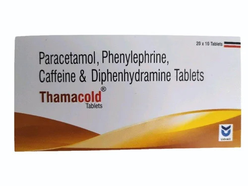 Thamacold Paracetamol Caffeine Tablets - Medicine Grade For Hospital and Clinic Use Prescription Required Precautions Apply