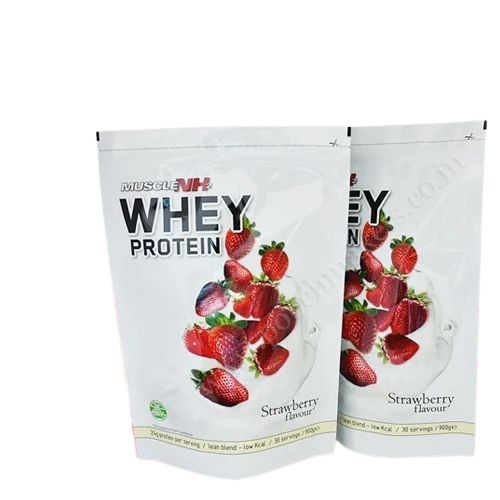 Whey Protein Packaging Pouch - Plastic Material, Printed Design | Ideal for Secure and Attractive Product Presentation
