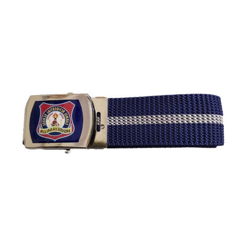 Nylon Belt - Medium Size, Blue Striped Design | No Fade, Skin Friendly, Washable, Unisex