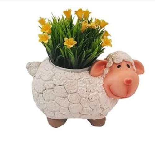 Cow Sheep Resin Pot - New Crack Resistant Material, Glossy Finish, Customizable Color for Decorative Planting