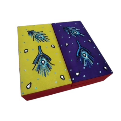 Decorative Jewelry Box - Velvet, Rectangular, Multicolor | Eco-Friendly, Handmade, Embroidered Design, Ideal for Gift and Jewelry Storage