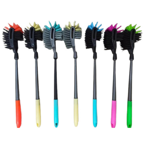 Double Hockey Toilet Brush - Microfiber Bristles, Medium Stiffness, Rectangular Shape | Polypropylene Handle, Versatile for Toilet Cleaning