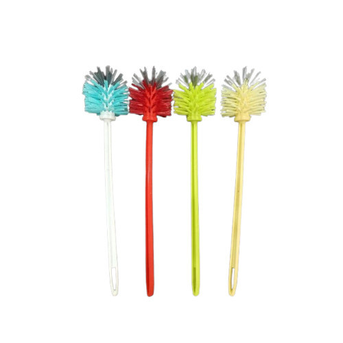 Polypropylene Toilet Cleaning Brush - Nylon Bristles Stainless Steel Handle 10.9 x 7 x 19 Inches Weighs 7 Ounces | Red White Green Light Yellow