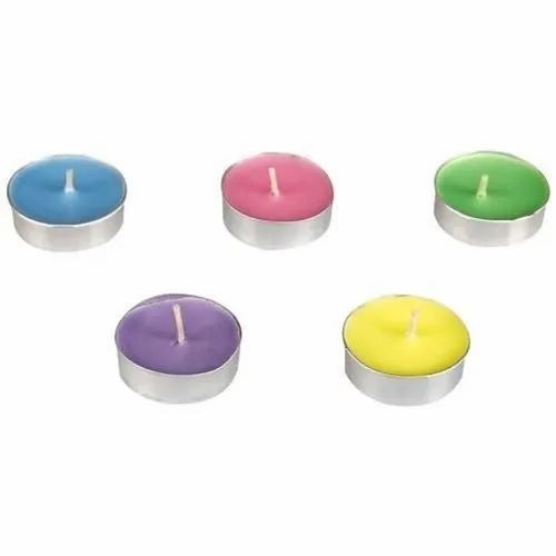 Aromatic Tea Candle - Paraffin Wax, Multicolor Decorative Round Shape, 12 PCS Pack | Handmade Relighting Candle for Home Decoration