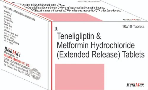 Teneligliptin Metformin Hydrochloride - 500mg Tablets, Prescription-Only Anti-Bacterial, Clinically Proven, Free from Harmful Chemicals, 100% Safe with No Side Effects, A Grade Quality, 10x10 Tablets per Box
