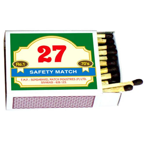 27 Green Matches - Carbonised Wood, 48 mm , Reliable Ignition, Ideal for Household & Outdoor Use, Sustainable Materials for Environment Benefits