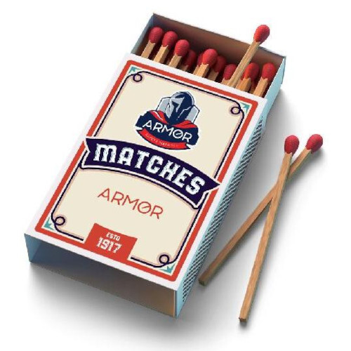 52mm X 35mm X 15mm Wooden Match Box - Carbonized & Non-Carbonized Sticks, Splint Sizes: 38mm, 40mm, 42mm | Red Match Head, Safe Ignition Use