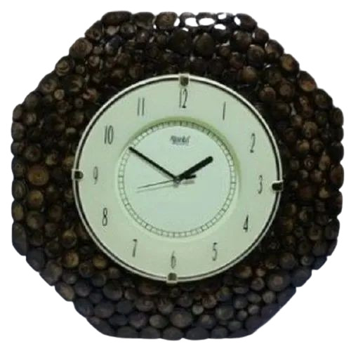 Analog Wooden Wall Clock - Wood Material, 12 Inches Round Size, Brown Color | Classy Design with Elegant Analog Display