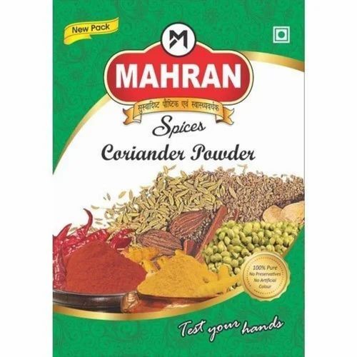 Coriander Powder Packaging Pouch - Plastic Material, Printed Design | Ideal for Storing and Preserving Spices with Attractive Branding