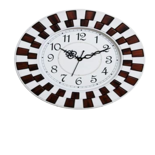 Fancy Plastic Wall Clock - Wooden Round Analog Design | 15 Inches, Classy Style, 1 Year Warranty