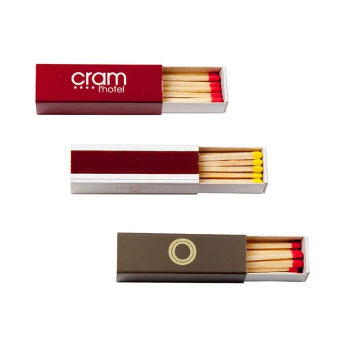 Hotel Match Box - Wooden, 55x23x8mm, Red and Yellow Match Heads | Ideal For Lighting Candles, Stoves, and Fireplaces