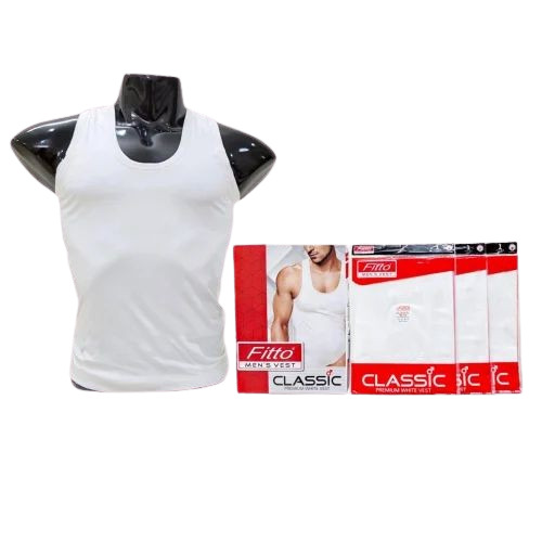 Men Cotton Vest - Cotton Material, Size: Standard, Color: White | Stylist, Comfortable, Plain Pattern