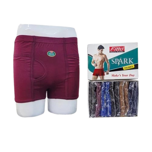 Mens Pocket Trunks - Cotton Fabric, Maroon Color | Stylish, Comfortable, Plain Pattern, Perfect for Everyday Wear