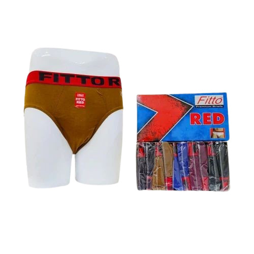 Mens Underwear - Cotton Fabric, Plain Pattern , Stylish Design with Comfortable Red Elastics for Everyday Wear