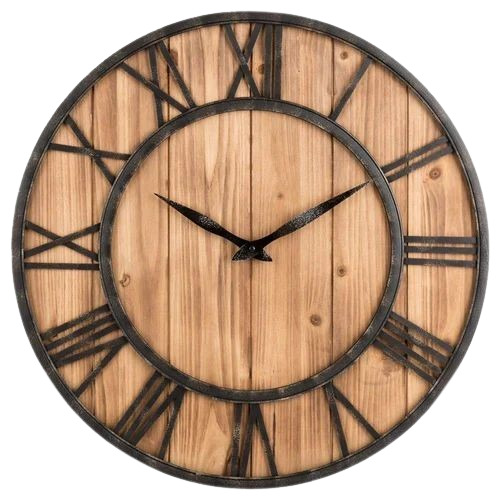 Plain Wooden Wall Clocks - Wood, 12 inches, Brown | Round Shape, Classy Analog Design, Ideal for Elegant Home Decor
