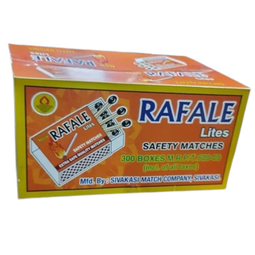Rafale Lites Safety Match Box - Printed Pattern, 60 Sticks per Box, Black Match Head | Safety Ignition for Fire Starting