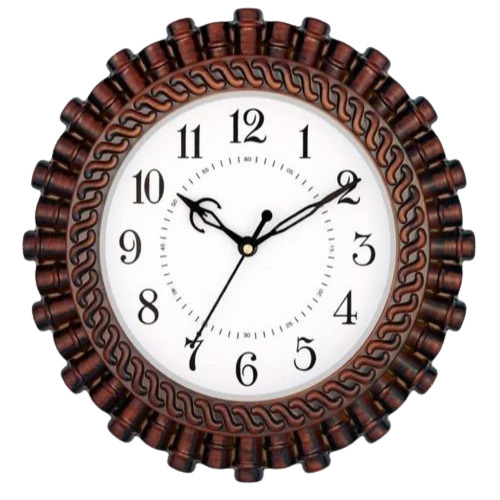 Round Plastic Wall Clocks - Wood, 15 Inches, Multicolor | Classy Analog Design for Elegant Home DÃ©cor