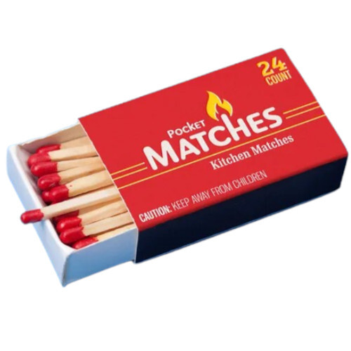 Safety Wooden Matches - Durable Wood, Compact Cuboid Box Design, Red Match Heads | Ideal for Lighting Candles, Stoves, Fireplaces