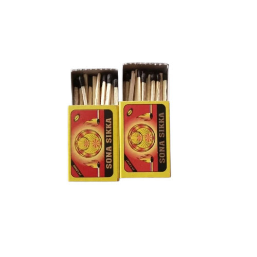 Sona Sikka Match Box - Wooden, 60 Sticks, Black Match Head | Safety Match Box, Ideal for Igniting Fire, 600 Match Boxes per Bulk Pack
