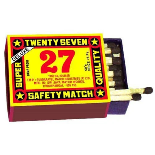 Super Deluxe Matches - Wood Safety Matches, 40 mm Size, Black Match Head | 100% Damp Proof, Compact Packaging for Easy Storage