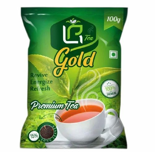 Tea Packaging Pouch - Glossy PET Pillow Pouch Multi Layer Lamination Heat Sealed Closure Printed Design