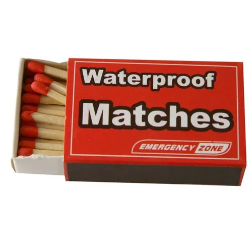 Waterproof Matches - Wooden, 50 Sticks per Box | Ideal for Camping & Hiking, Durable Waterproof Coating, Compact Design, Red Match Heads