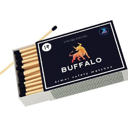 Wooden Matches - Wood, 51x35x14mm, Black Match Head | Easy to Carry, Pocket Friendly, Machine Made for Home Use and Smokers, 35-45 Sticks