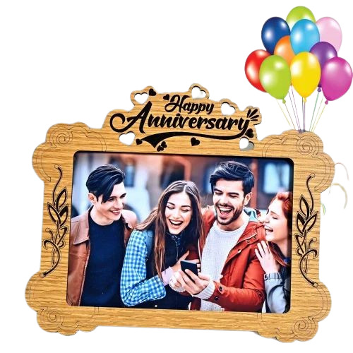 Wooden Photo Frame - Brown Rectangular Design | Indian Style Wood Craftsmanship, Decorative Use