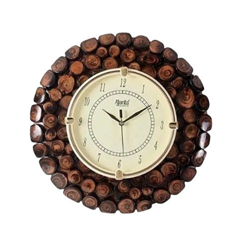Wooden Round Wall Clocks - Wood Material, 12 Inches Size, Brown Color | Classy Style with Elegant Analog Display