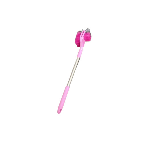 17 Inch Toilet Cleaning Brush - Nylon Bristles, Rectangular, Medium Stiffness, Light Weight, Pink | Double Sided, Hang-able Design