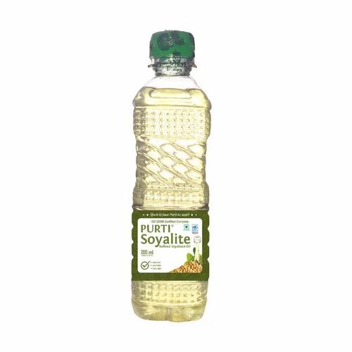 Purti Soyalite Refined Soyabean Oil - 200ml Bottle , 100% Pure Organic Cooking Oil, Fresh and Good Quality