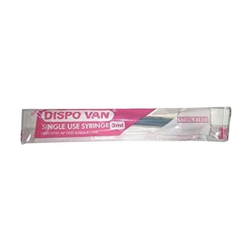 3 ml Dispo Van Hypodermic Syringe - Disposable Design, Single Use for Hospitals and Clinics | Reliable Syringe Equipment Type