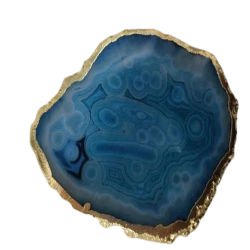 Agate Slice Coaster - Round Shape, Blue Polish Finish | Attractive Design in Natural Agate Stone