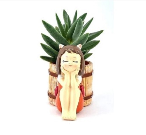 Back Basket Girl Resin Planter