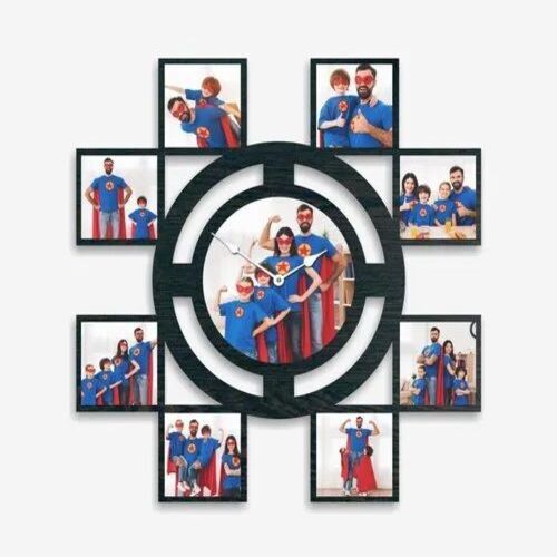 Customized Wooden Wall Clock - Wood Material, 16 Inches, Multicolor Square Design | Glossy Finish, Designer Look for Elegant Home Decor