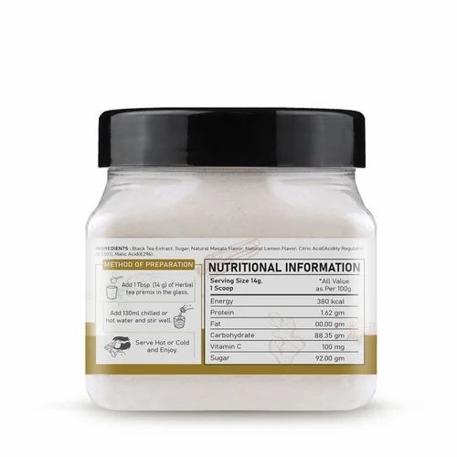 Herbal Tea Instant Powder Mix - 350 gm Jar, Instant Lemon Masala Flavor | Health Benefits: Antioxidants, Decrease Blood Pressure, Smooth Taste