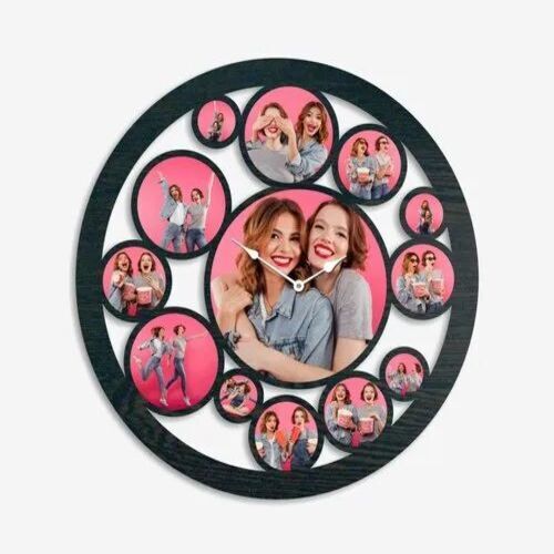 Round Wall Clock - Wood, 16 Inches , Multicolor Glossy Finish | Designer Round Shape, 1 Year Warranty, Perfect for Home Decor