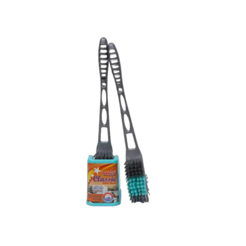 Venus Classic Toilet Cleaning Brush - PP Material, 14.5 Inch Size, Grey Color - Durable Soft Bristle, Rectangular Design