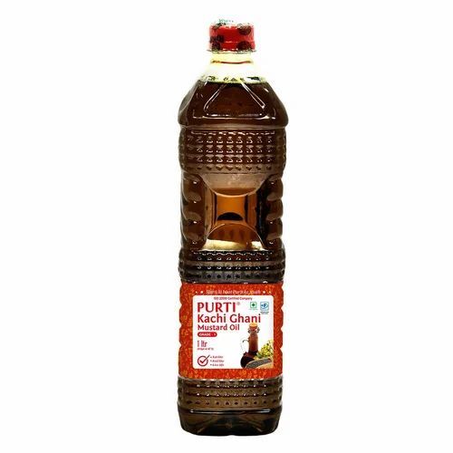 Kachi Ghani Mustard Oil - 1 Litre Bottle | Organic Mustard Seed, 100% Pure, FSSAI Certified, 12 Months Shelf Life, Ideal for Cooking