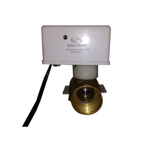 Brass Motorized Ball Valve - DN40 Size, 12V DC Voltage | Polished Finish, Medium Pressure, Industrial Use, Water Media, Available in White and Golden Colors