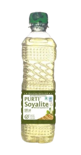 Purti Soyalite Refined Soyabean Oil - 500ml Bottle Organic Cultivation 100% Pure FSSAI Certified 12 Month Shelf Life Ideal for Cooking